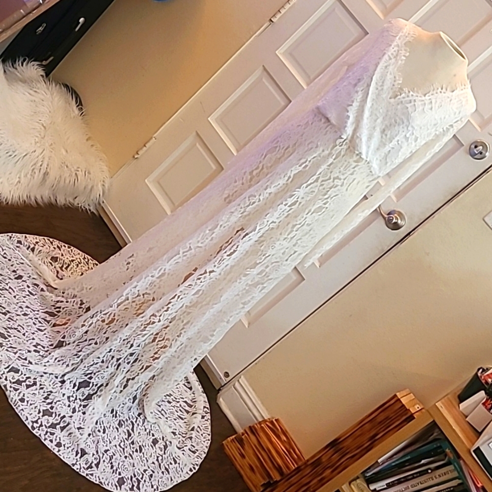 Elegant maternity photo shoot dress♤ white color♤ Vneck size XL